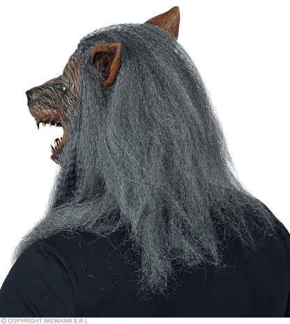 Masque intégral latex avec fourrure de Loup-garou pour adulte