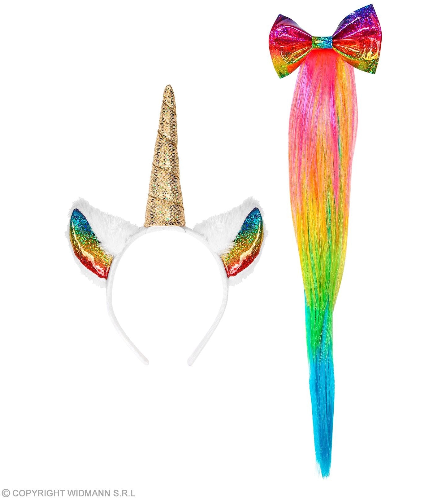 Set Licorne Multicolore Femme (oreilles, queue)