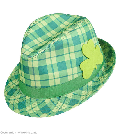 Chapeau tartan Saint-Patrick avec trèfle vert - adulte