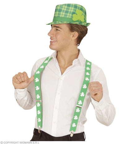 Chapeau tartan Saint-Patrick avec trèfle vert - adulte