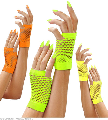 Gants filet néon courts - 3 couleurs au choix