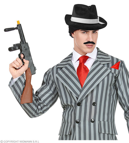 Chapeau Gangster noir mixte avec Ruban Blanc