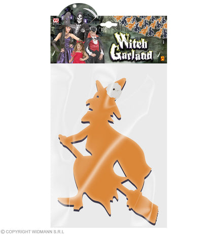 Guirlande de sorcières oranges et noires en papier de 3 m