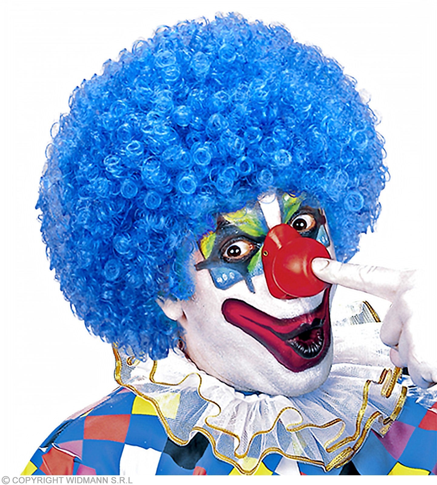 Perruque Clown, couleur au choix (jaune, rouge, vert, rose, violet et bleu)