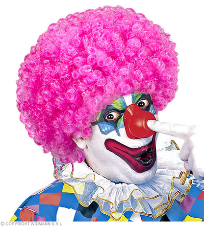 Perruque Clown, couleur au choix (jaune, rouge, vert, rose, violet et bleu)