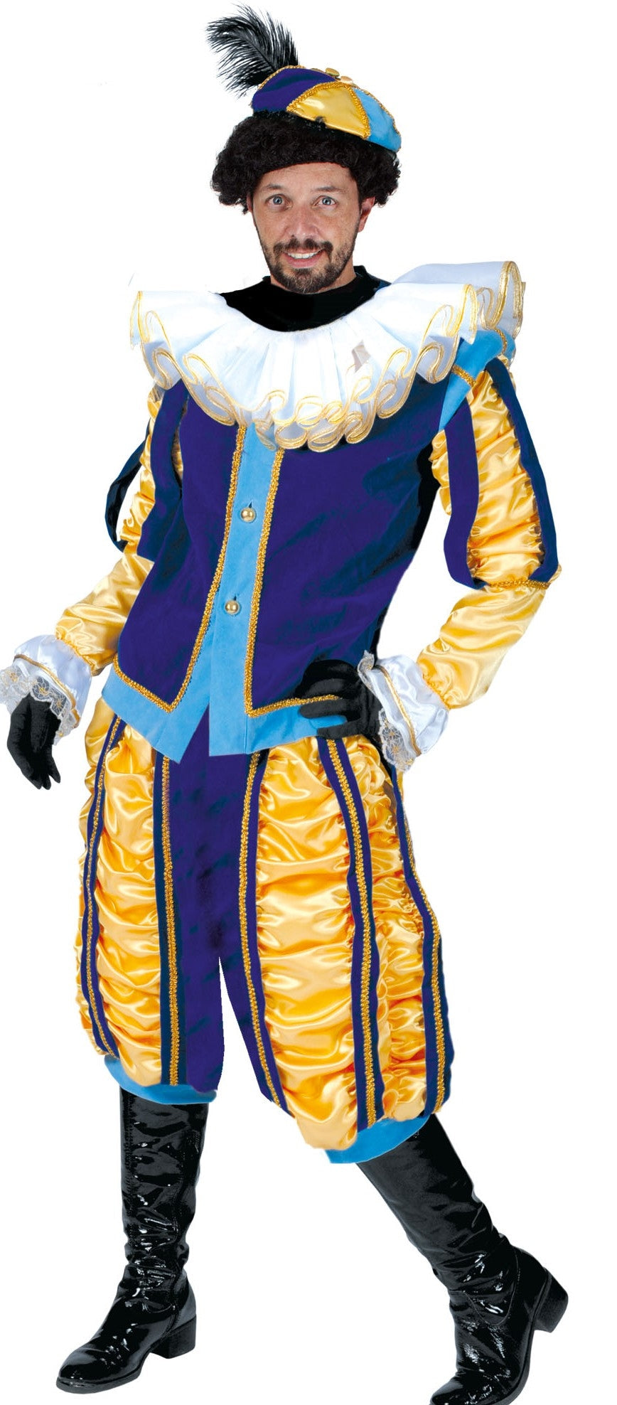 Costume Baroque homme luxe bleu et jaune