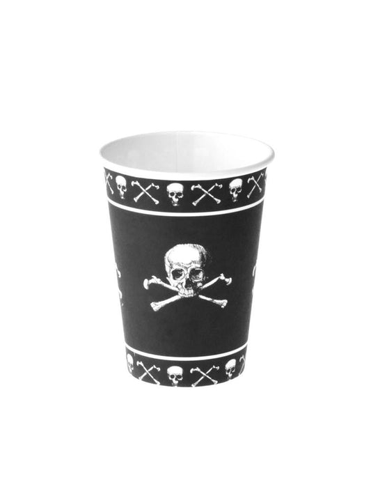 8 Gobelets en carton Pirate, noir et blanc